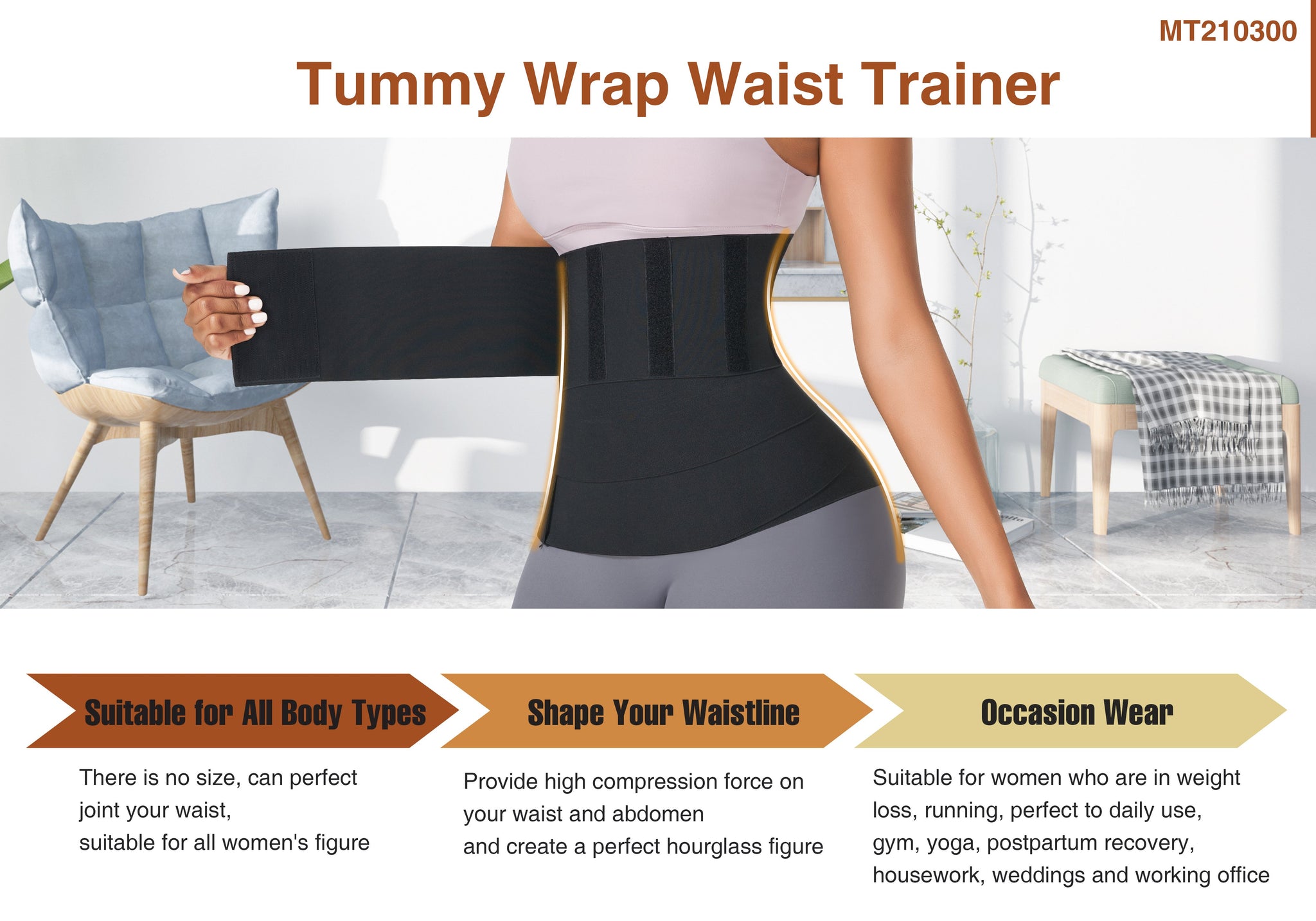 Free Size Detachable Workout Tummy Wrap Waist Belt Latex Trainer