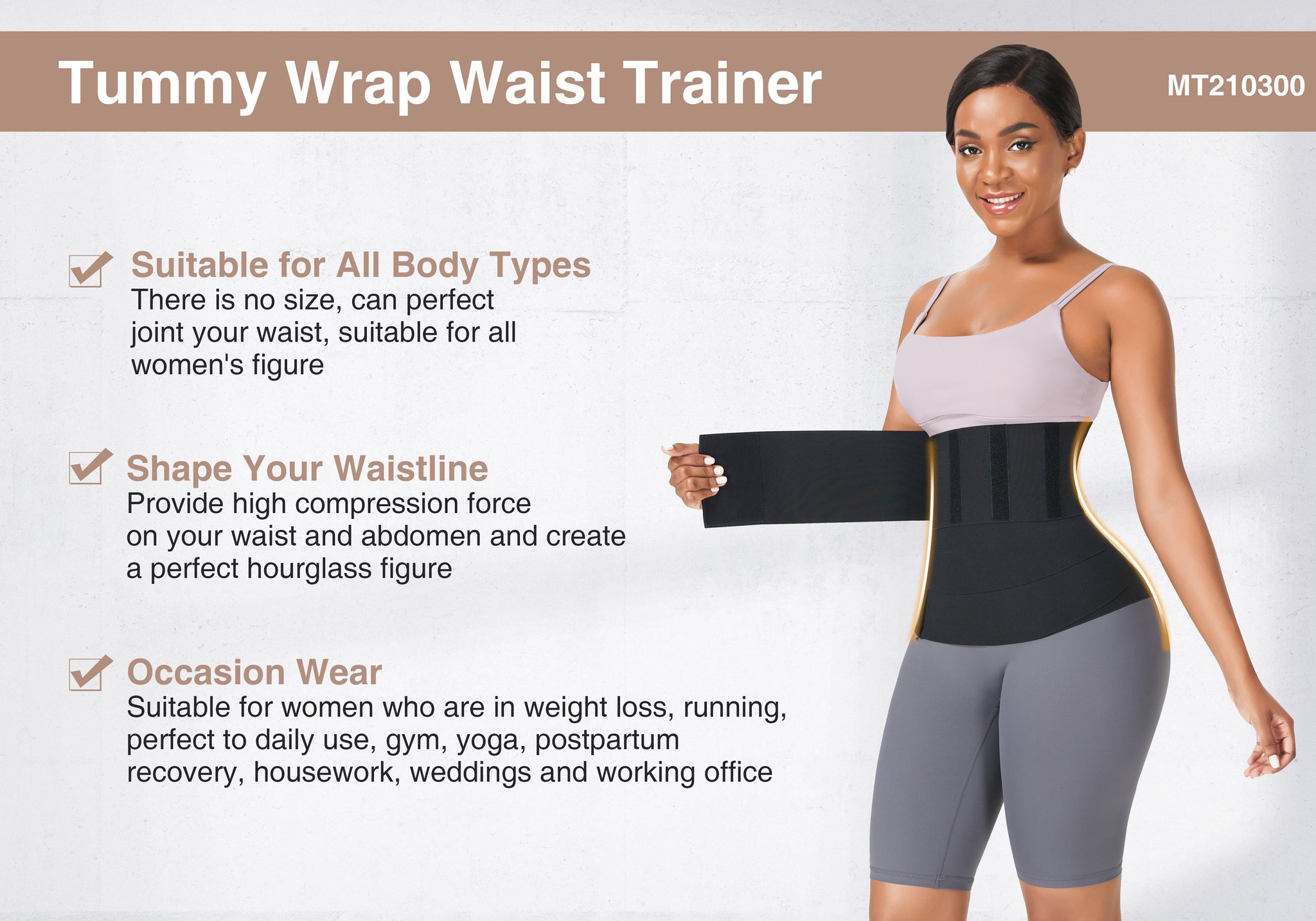 Waist Trimmer for Women,Adjustable Comfortable Tummy Wrap Invisible Wrap Waist  Trainer Tape,Fashion Bandage Women Slimming Tummy Wrap Belt for Lower Back  Pain Relief （Black-1pcs-3m） 