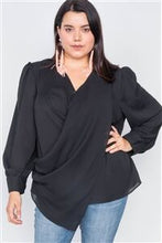 Load image into Gallery viewer, Black Sheer Asymmetrical Blouse